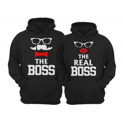 Bluzy dla par zakochanych z kapturem The boss The real boss